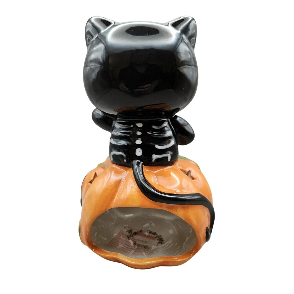 Hello‎ Kitty HK Skeleton On Halloween Pumpkin Blue Sky